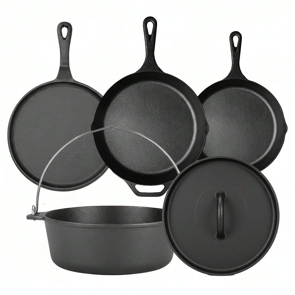 Camping Cooking Cast Iron - Ensemble de casseroles et poêles en