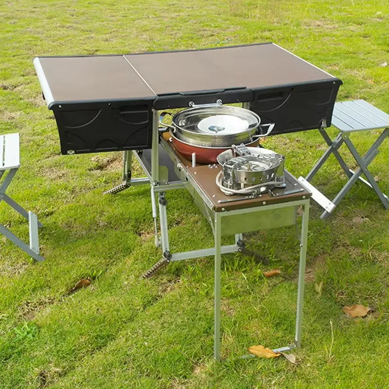 Camping Cooking Dining Set - Remorque alimentaire pliable portable pour l'extérieur,