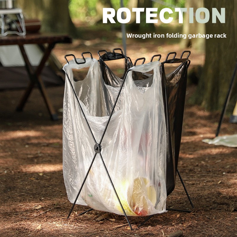 Camping Cooking Kitchen - Support pliable portable pour sacs poubelles,