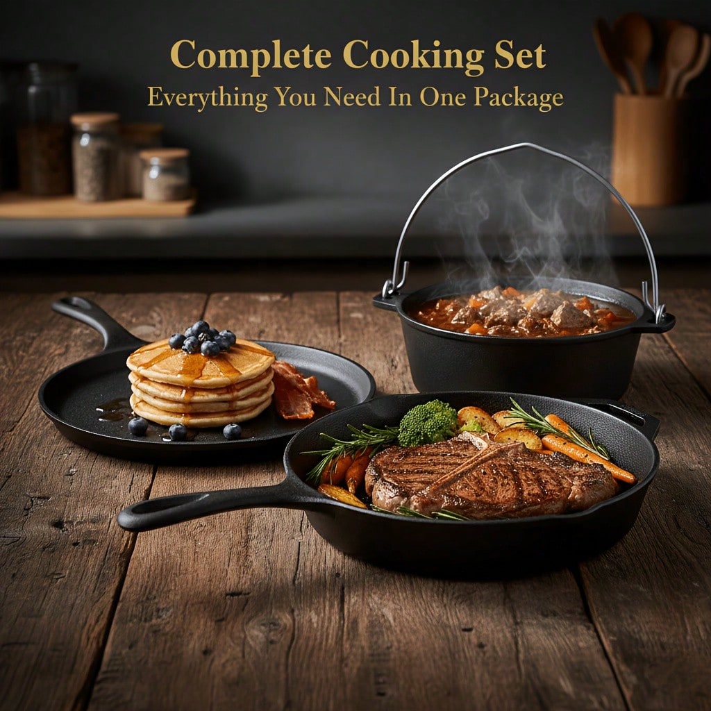 Ensemble de casseroles et poêl - Camping Cooking Cast Iron avis et prix