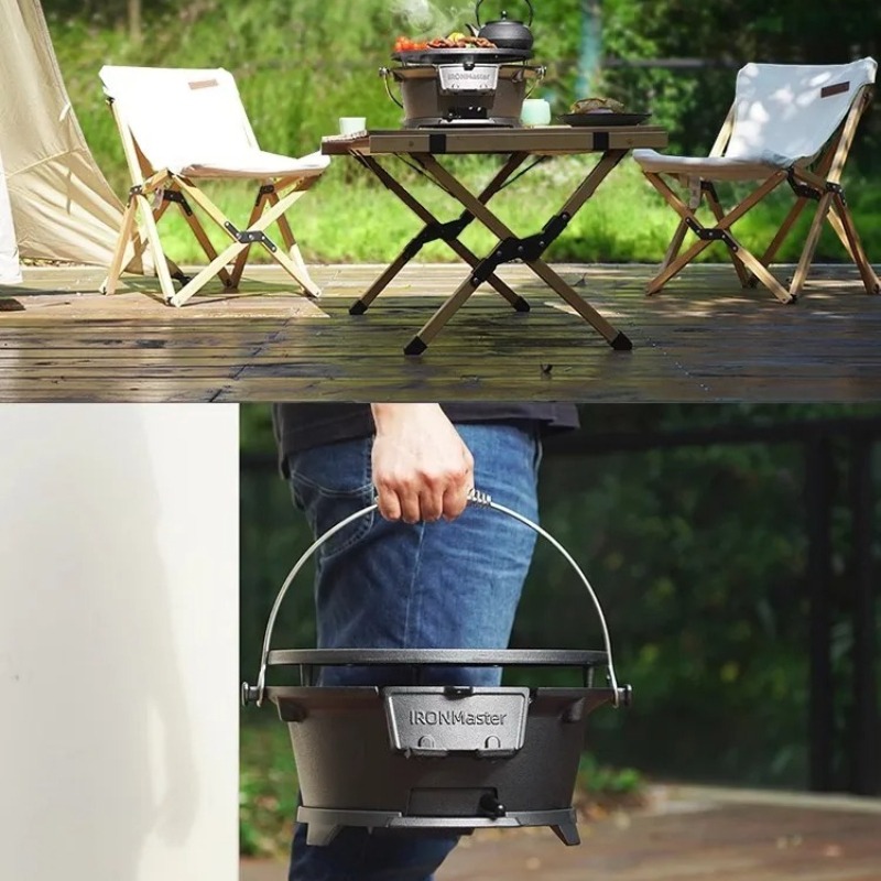Gril à charbon de bois rond, b - Camping Cooking Cast Iron avis et prix